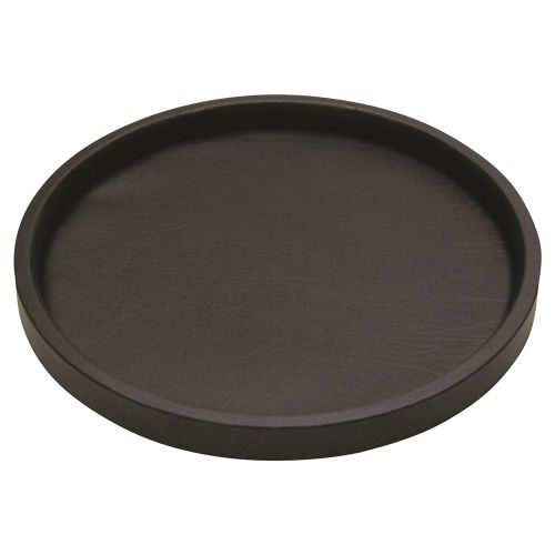 Glamour Line Round Plush Leatherette Tray, Black